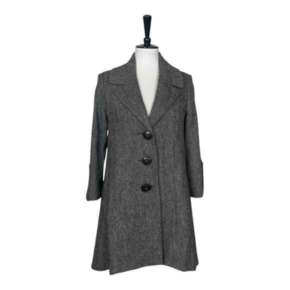 Cabi Shakespeare Swing Tweed Long A-line Jacket 3 Button Dark Women’s Size 4 - Picture 13 of 14